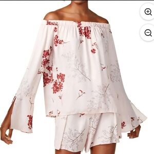Mare Mare Lex Off Shoulder Blouse Pink Floral Print Size Small Boho Flowy Sexy